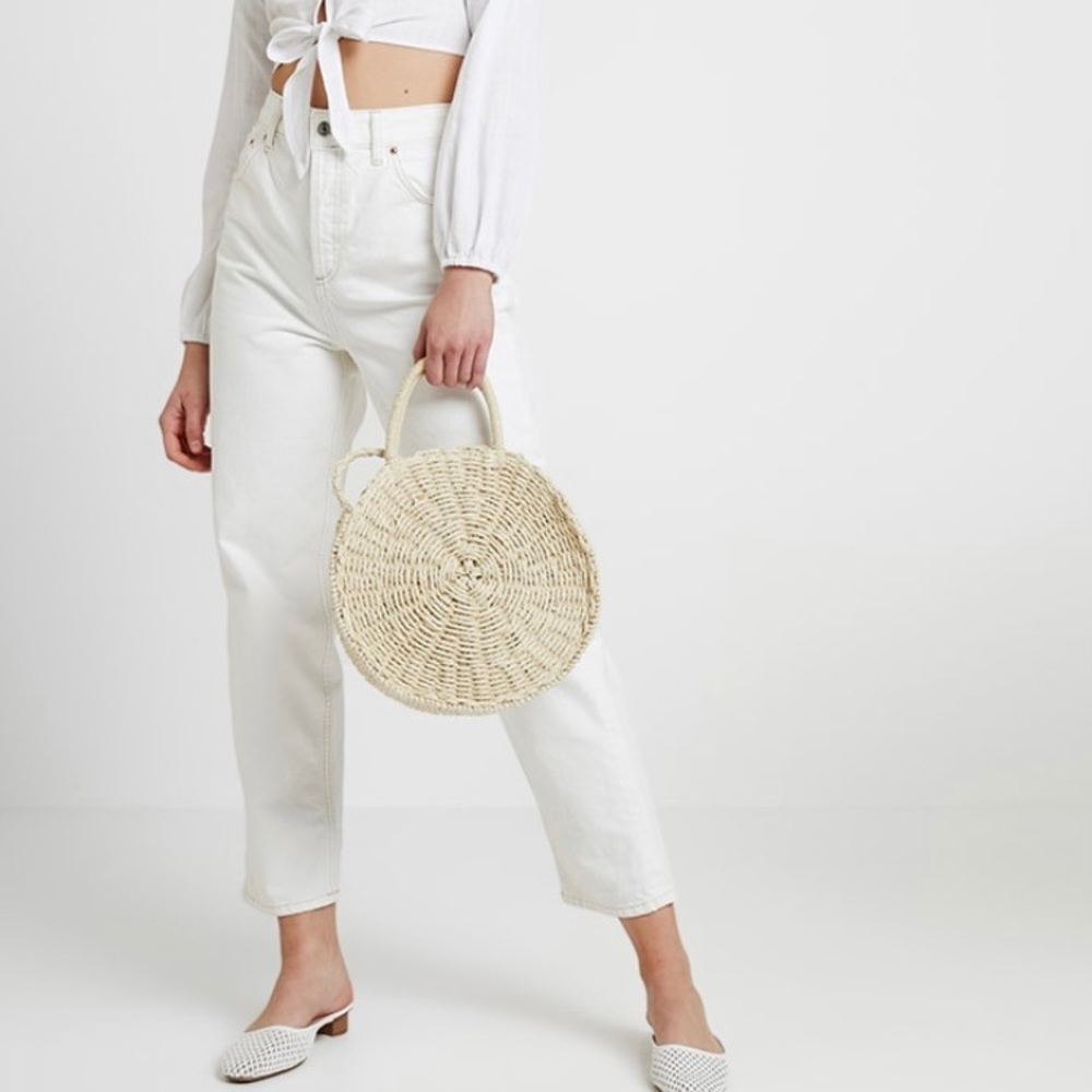 Topshop Women’s Off White High Rise Relaxed Jeans